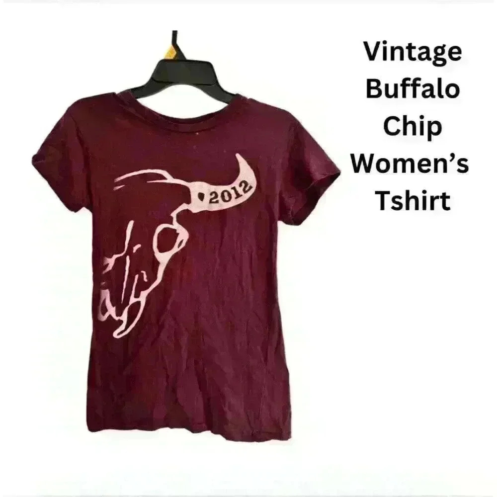 Vintage Buffalo Chip T-Shirt 2012 Graphic Tee Maroon Women's Size Small